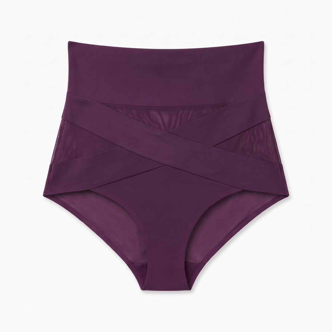 Culotte gainante croisée taille haute, coloris violet